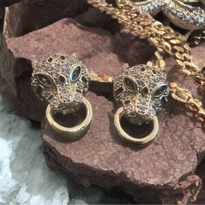 Gold Panther Earrings